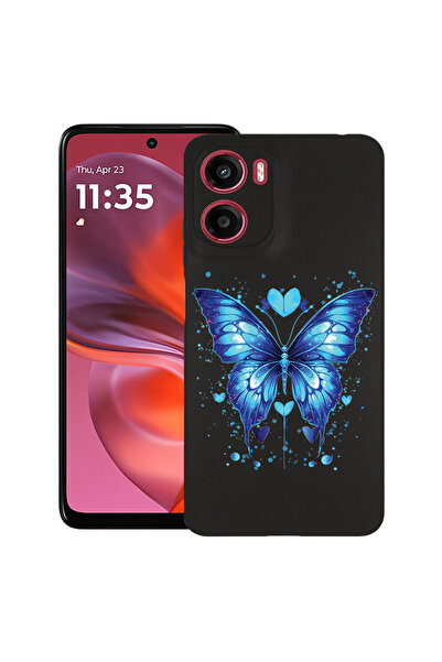 bestcase Carcasă subțire din silicon pentru Motorola Moto G05, fluture albast...