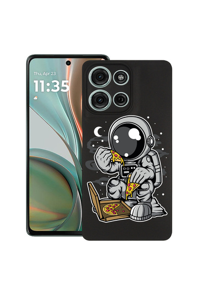 bestcase Carcasă subțire din silicon pentru Motorola Moto G75, Astronaut Pizz...