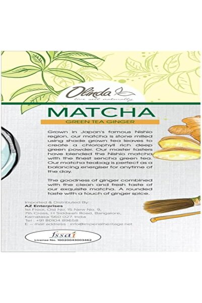 OLINDA Matcha Green Tea Infusion Tea 25 pcs Energizing Antioxidant Rich Blend For Focus And Vitality