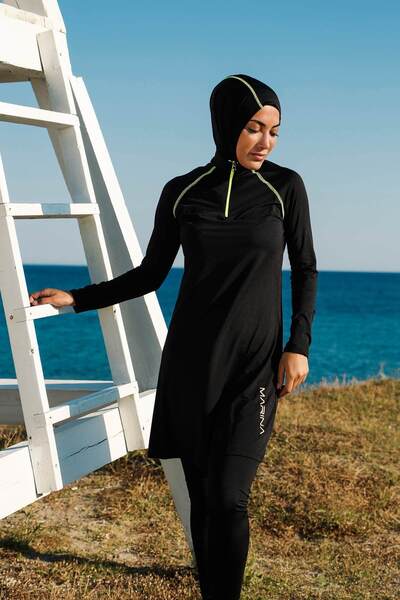 Neva Style ملابس سباحة حجاب سوداء ثلاثية مغطاة بالكامل M2234S