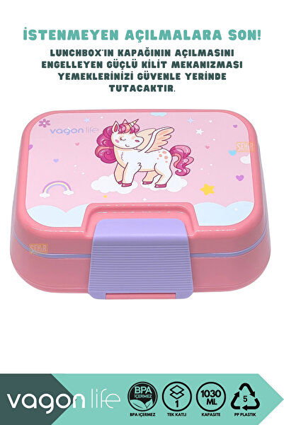 Vagonlife Bento 1030ml Lunchbox New Collection Single Layer 3 Compartments Pp Plastic Lunch Box Food Container
