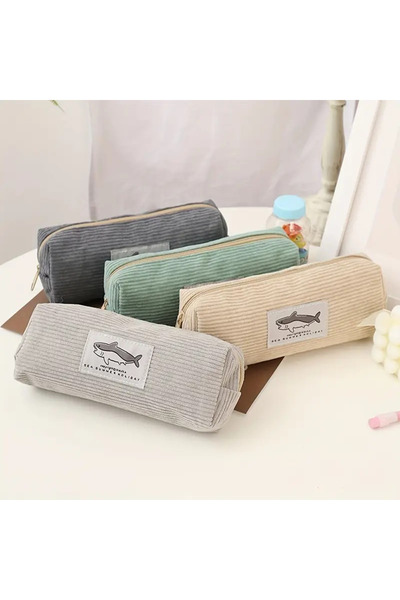 TATA CRAFT Shark Velvet Stationery Cosmetic Organization Zippered Pen Case