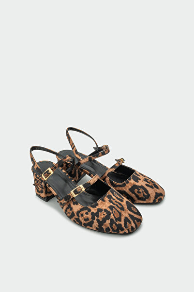 LamintaGlobal Rina Leopard Buckle Detailed Patent Leather Women's Heeled Shoes