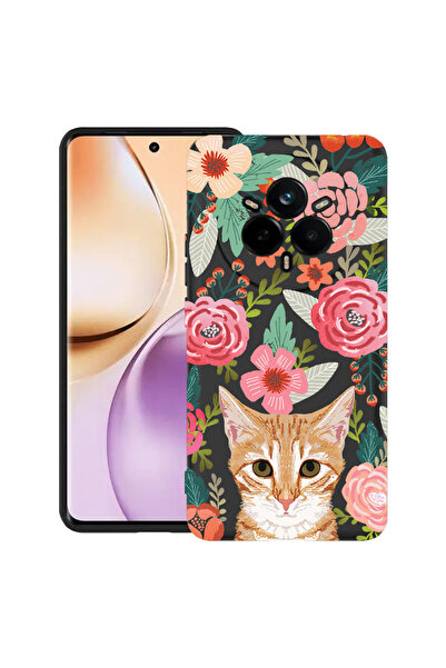 bestcase Λεπτή θήκη σιλικόνης για Realme 14 Pro Plus 5G, Γάτα και λουλούδια, ...
