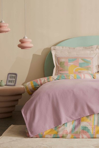 Karaca Home Pine Çift Kişilik Nevresim Pike Set Lila