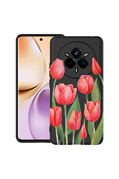 bestcase Carcasă subțire din silicon pentru Realme 14 Pro Plus 5G, Lalele roș...