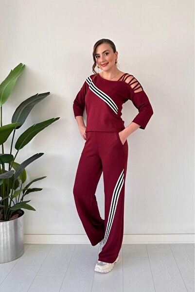 MaziButik Shoulder Design Two-Piece Suit Burgundy
