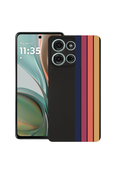 bestcase Carcasă subțire din silicon pentru Motorola Moto G75, linii retro, 1...