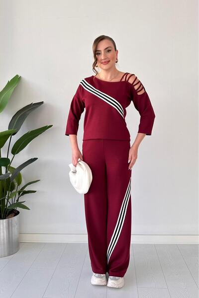 MaziButik Shoulder Design Two-Piece Suit Burgundy