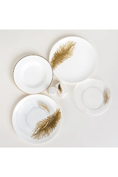 LA MESA طقم عشاء من البورسلين/الزجاج الأبيض مكون من 20 قطعة