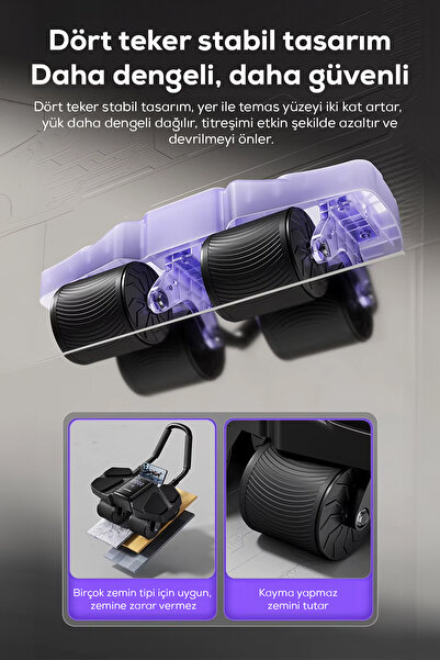 indirimsevinci Dijital Ekranlı 4 Tekerlekli Dirsek Destekli Karın Egzersiz Aleti Ab Roller Yağ Yakma