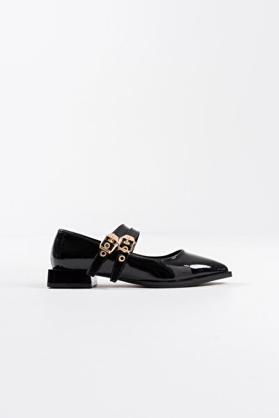 İREM Murder Black Patent Leather Belt Detailed Women's Heeled Shoes