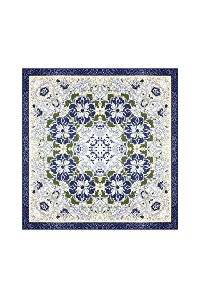 Bursa İpek Eșarfă din mătase twill cu model bleumarin