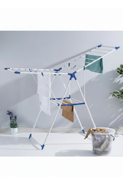 Cepillo Lightweight Folding Clothes Dryer Rack – Indoor/Outdoor, Easy Assemble, White/Blue