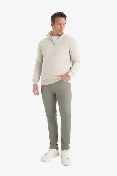 DeFacto Hanorac simplu, cu guler ridicat, cu jumătate de fermoar, cu blană mo...