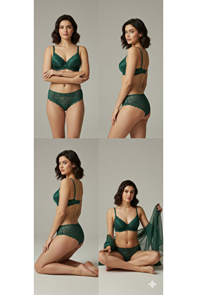 SADE Padded Supported B Cup Adjustable Straps Stylish Night Lace Bra Panty Li...