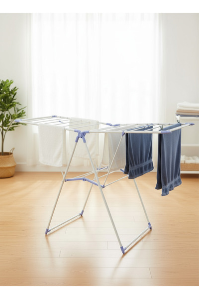 Cepillo Lightweight Folding Clothes Dryer Rack – Indoor/Outdoor, Easy Assemble, White/Blue