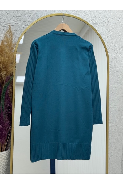 BENAHOLL Lamisa Cold Rope Tunic with Sleeves and Six Ribbed Bottoms-Sy3191 Petrol Green