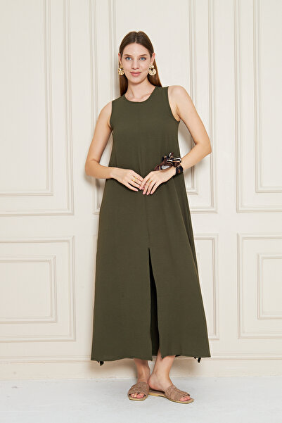 NEW LAVİVA Γυναικείο φόρεμα Aerobın με λεπτομέρεια με σχισμή χωρίς μανίκια 700-3760