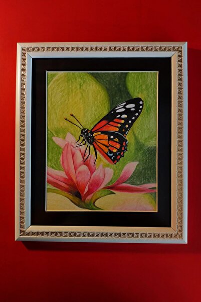 Siriderya Artwork Butterfly Painting Real Dry Flower Painting Not Reproduced by Digital Printing