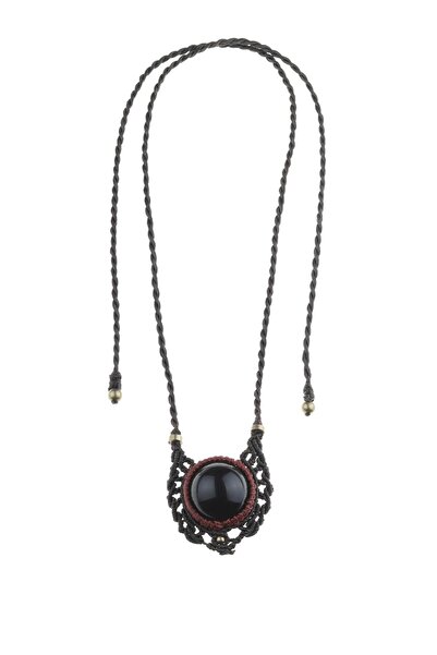 Dünya Doğal Taş Onyx Stone Knitted Necklace - 200002