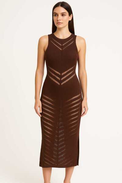 Maison La Femme Women's Knitwear Dress Transparent Detailed Strap Knitwear Dress