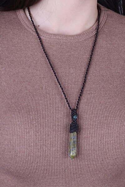 Dünya Doğal Taş Unakite Stone Knitted Necklace - 200005
