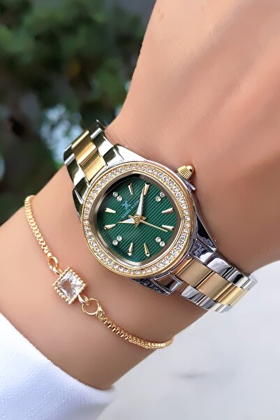 Daniel Klein ساعة يد نسائية أصلية من الموسم الجديد بقرص أخضر مع سوار هدية
