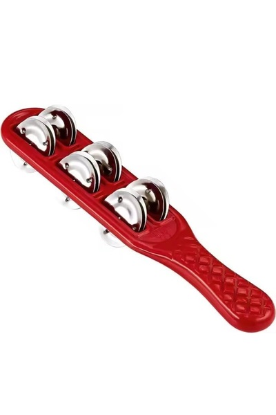 MegArya Bell Rhythm Clapper Percussion Jingle Stick – Durable Red Plastic Handheld Instrument