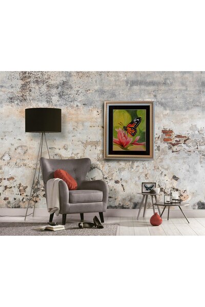 Siriderya Artwork Butterfly Painting Real Dry Flower Painting Not Reproduced by Digital Printing