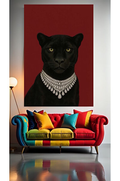 özkacar PANTER HANIM V1 Tablou pe pânză pentru decorarea casei, perete, salon...