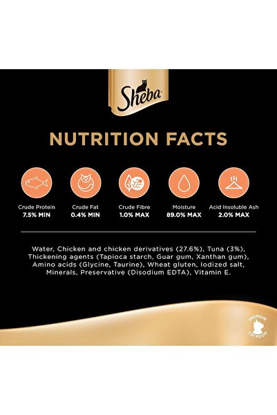 SHEBA Premium Loaf Chicken with Tuna Cat Food, Essential Vitamins and Minerals, Pack of 12x70g
