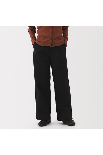 Muji Slub Yarn Chino Pleated Wide Pants