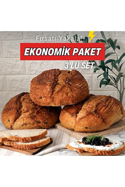 Kersendüz %100 Ekşi Mayalı Zeytinli Artizan Ekmekler 900gr 3x900 g