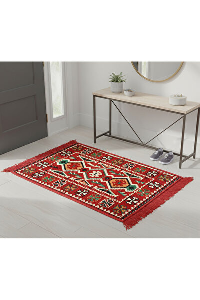 HitDukkan Etnik Motifli Otantik Dekoratif Kilim Desenli Halı (60cmx90cm) M4