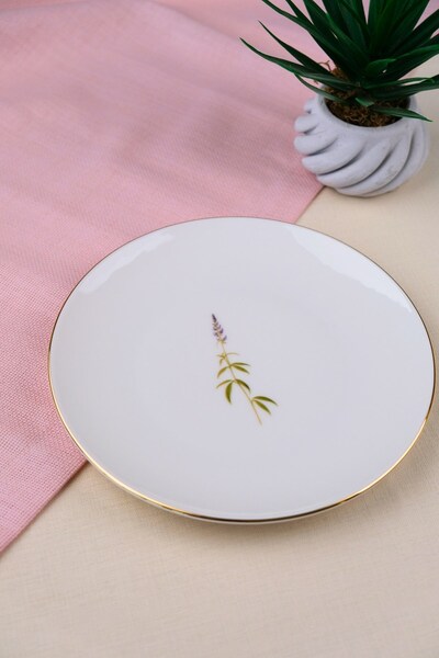 tabakevi Tabak Evi Porcelain Natura Cluster Gold Gilded Cake Plate 20.50cm Single