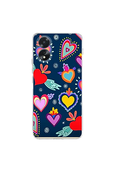 PrintiFy Oppo A38 İle Uyumlu Retro Color 3 Baskılı Kamera Korumalı Şeffaf Kılıf