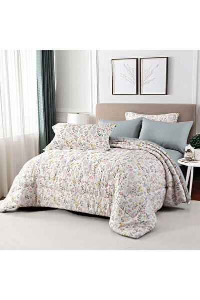 Alhabib bedding Nova Summer Double Bedspread White Tiffany Floral Print 6 Pieces