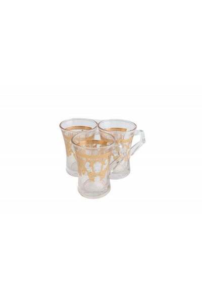 HOMEVEO 3 Pcs Tea Cup Set With Golden Design