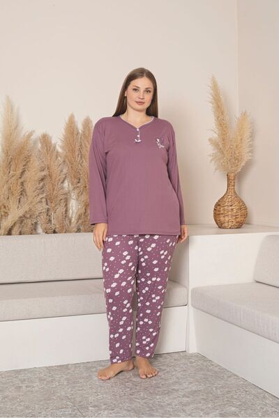 Asel Plus Size Interlock Fabric Pajama Set