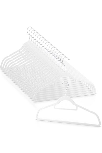 EBA Set 20 de umerașe premium din catifea eBA®, alb elegant, cârlig pivotant ...