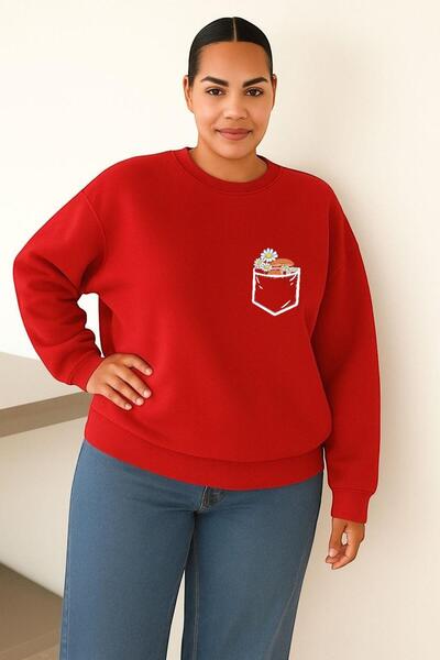 BENROMA 3-нишка джърси джоб с принт на маргаритки, голяма унисекс блуза