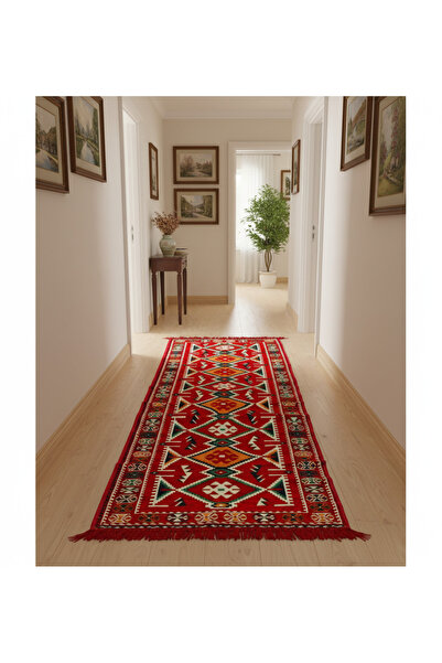 HitDukkan Etnik Motifli Otantik Dekoratif Kilim Desenli Halı (80cmx300cm) M4