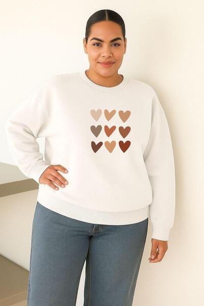 BENROMA 3-нишка джърси с много сърца, голяма унисекс блуза с принт