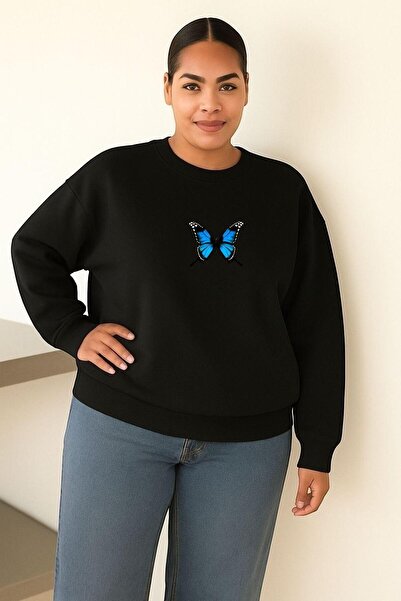 DM DOLCE MORE سترة رياضية كبيرة الحجم للجنسين مطبوعة بنقش الفراشة من القطن ال...