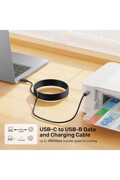 Unitek كابل بيانات وشحن من USB-C إلى USB-B، سرعة نقل بيانات تصل إلى 480 ميجابت في الثانية، بطول 1 متر | C14140ABK03-1M