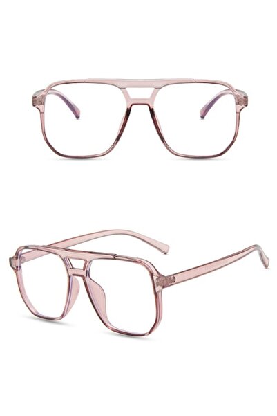 dalip Women's Blue Light Filter Glasses, Square Lens, Pink Plastic Frame