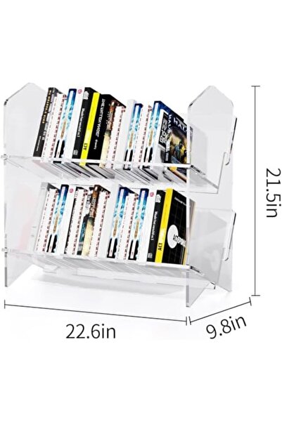 Slasa Clear Acrylic Desktop Bookshelf – 2-Tier Shelf Rack for Office, Bedroom 57.4x25.4x55cm