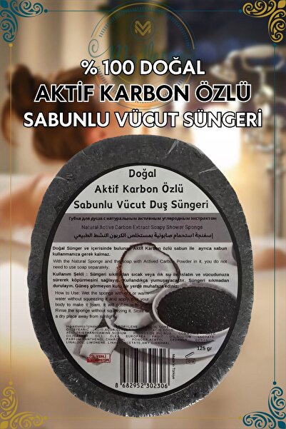 Ma'Vessa Doğal Aktif Karbon Özlü Süngerli Sabun, Aktif Karbon Özlü Sabunlu Vü...