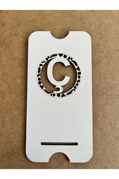 softclass Masa Üstü ''Ç'' HARFLİ Özel Harf Ahşap Telefon Tutucu Aparatı 17cm Sabitleyici Telefon Tutacağı